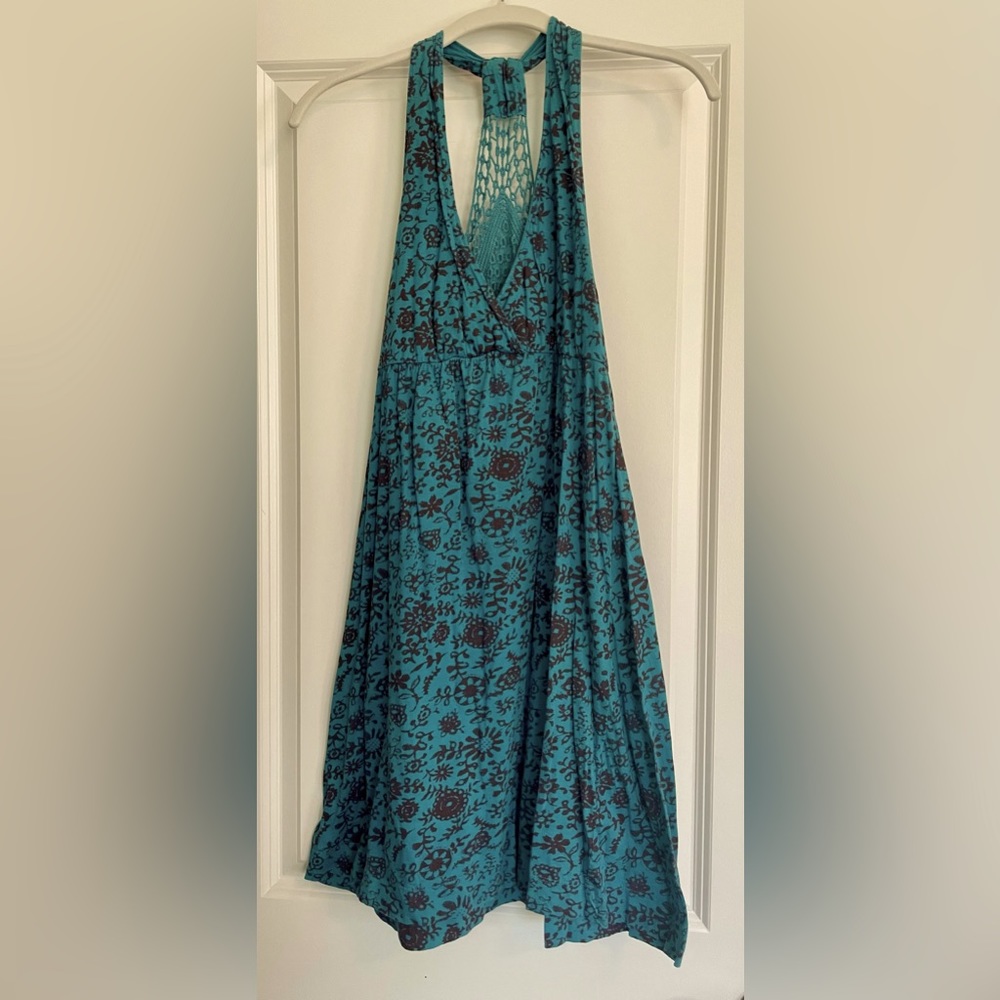 Boho Floral Crochet Back Dress Small